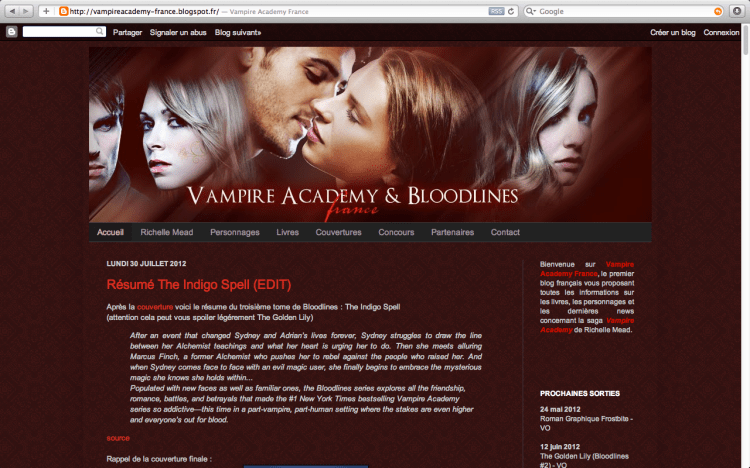 [Partenaire] Vampire Academy France - Site